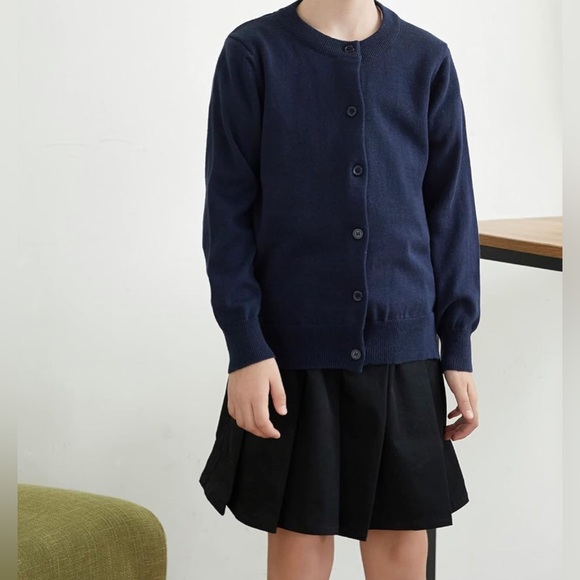 Girls Cardigans Uniform Sweater - Navy Blue - Picture 4 of 4